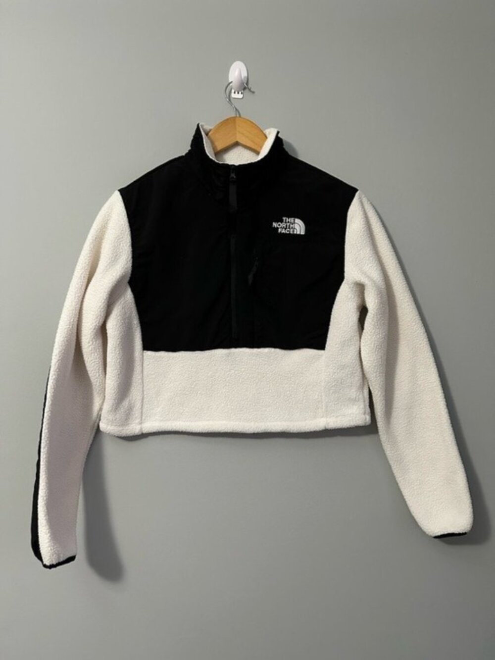 The North Face Denali Crop Fleece Pullover Black White Size M Y2K Gorpcore - Picture 4 of 15